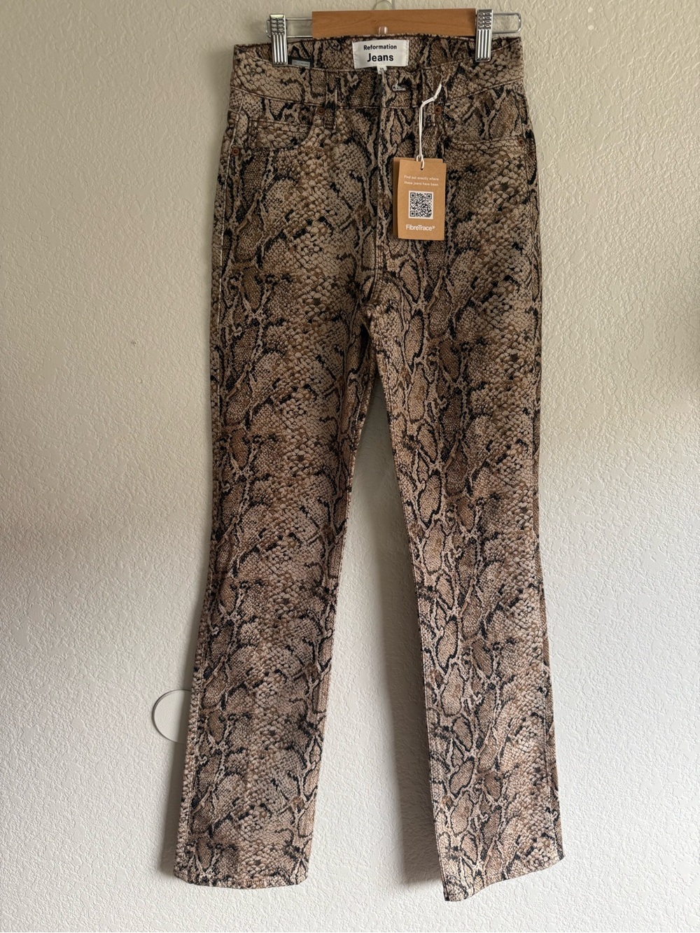 Reformation Snake Print Jeans - Tan & Black